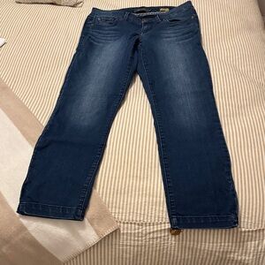 Level 99 Dark Blue Straight Leg Cropped Jeans
